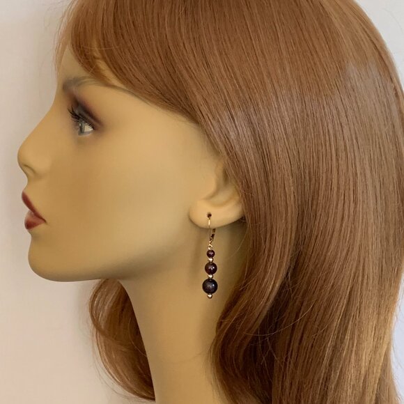 Garnet Earrings for Women on 14k Gold Filled Leverbacks Handmade in USA - Picture 3 of 4